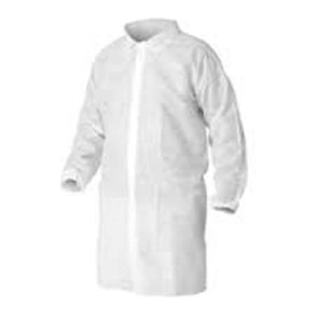 Keystone Safety Polypropylene Lab Coat, No Pockets, Elastic Wrists, Snap Front, Single Collar, White, 4XL, 30/CS LC0-WE-NW-4XL